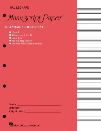 Manuscript Paper Loose Leaf 48pp 12 Stave Pink