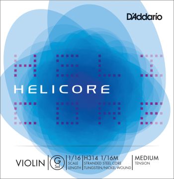 D'Addario Helicore Violin Single G String, 1/16 Scale, Medium Tension