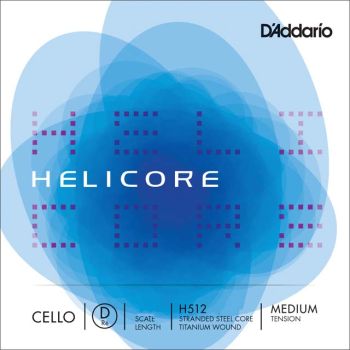 D'Addario Helicore Cello Single D String, 1/4 Scale, Medium Tension