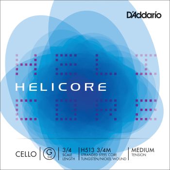 D'Addario Helicore Cello Single G String, 3/4 Scale, Medium Tension